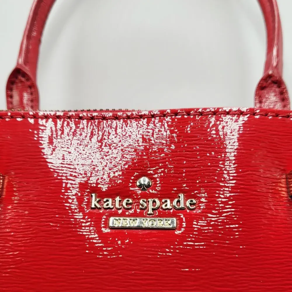 Kate Spade Cedar Street Margot Red Textured Patent Leather Dome Satchel Handbag